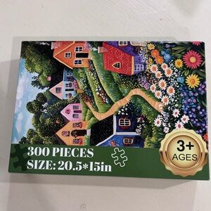 300-Piece Cottage Garden Jigsaw Puzzle - Colorful Village Scene